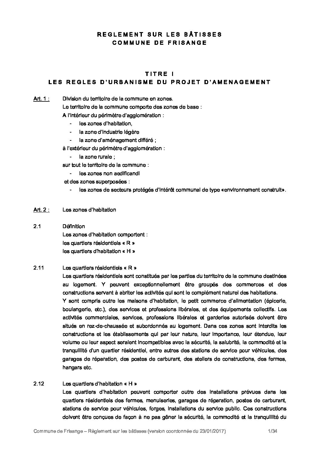 Règlement sur les bâtisses de la Commune de Frisange -version coordonnée 2018 (1)